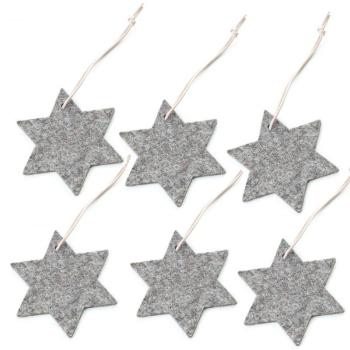 Christmas Ornament Star 6 pieces - clair gris