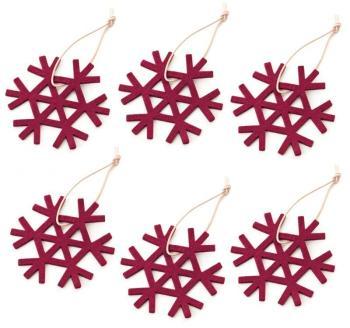 Christmas Ornament Snowflake 6 pieces - rouge fonc