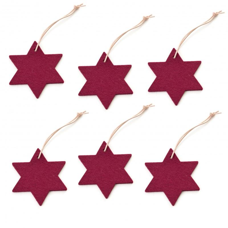 Christmas Ornament Star 6 pieces - rouge foncé