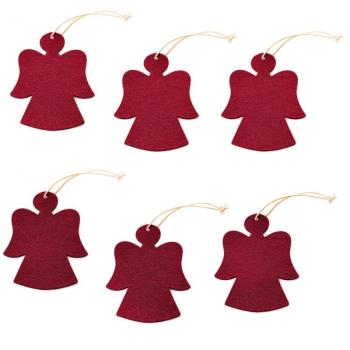 Christmas Ornament Angel 6 pieces - rouge foncé