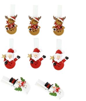 8 Pinces Copains de Noël (4,5 cm) - Résine