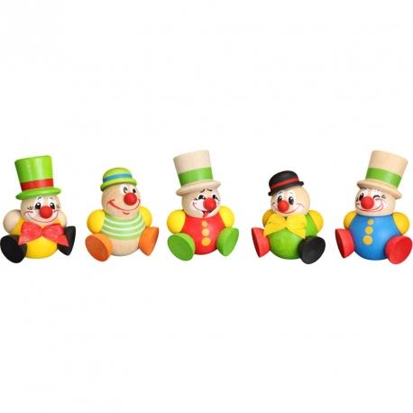 Figurines en bois pour enfants, 5 lutins clowns