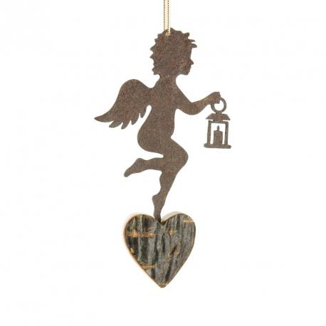 Petit ange en métal à suspendre et lanterne dans l