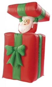 Cadeau autogonflant avec Père Noël animé 150 cm Cadeau autogonflant avec Père