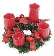 Couronne de l Avent avec ornements rouges 4 bougies Couronne de l Avent avec ornements