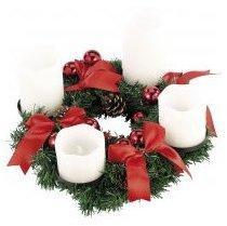 Couronne de l Avent avec ornements rouges 4 bougies Couronne de l Avent avec ornements