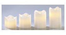 Set de 4 bougies LED en cire véritable - Blanc avec Set de 4 bougies LED en cire