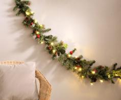 Guirlande de sapin décorative 180 cm avec véritables Guirlande de sapin décorative