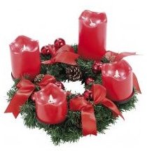 Couronne de l Avent avec ornements rouges 4 bougies Couronne de l Avent avec ornements