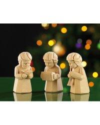 Trio de figurines en bois sculpté Musiciens de Noël Trio de figurines en bois