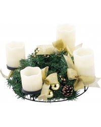 Couronne de l Avent avec ornements dorés 4 bougies Couronne de l Avent avec ornements