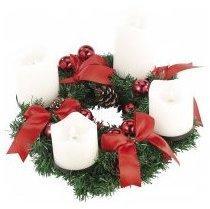 Couronne de l Avent avec ornements rouges 4 bougies Couronne de l Avent avec ornements