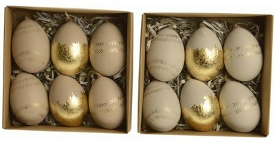 6 Suspensions Oeufs Beige Or (6 cm) - Plastique 6 Suspensions Oeufs Beige