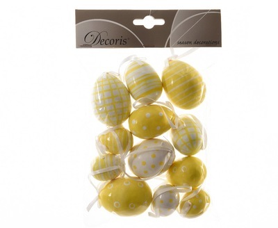 Assortiment 12 Oeufs Fantaisie Jaune Blanc - Plastique Assortiment 12 Oeufs Fantaisie
