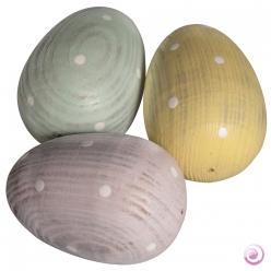 Oeufs en bois pastel 3.5 cm, 6 pcs