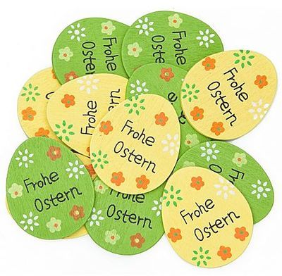 Motifs déco en bois Œufs de Pâques , vert/jaune,