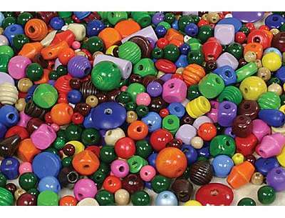 Perles en bois multicolore 500 g Perles en bois multicolore