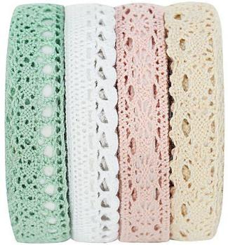 Set de rubans adhésifs en dentelle, couleurs paste
