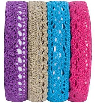 Galons adhésifs à dentelle, couleurs vives, 8 m