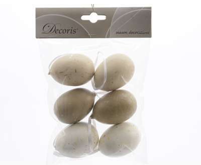 6 Suspensions Oeufs 3 Couleurs Nature (6 cm) - Plastique 6 Suspensions Oeufs 3 Couleurs
