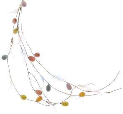 1 Branchage Mini Oeufs Pastels et Plumes (65 cm) 1 Branchage Mini Oeufs Pastels