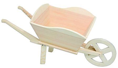 Brouette déco en bois brut
