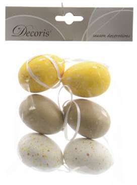 6 Suspensions Oeufs Nature Blanc Jaune Taupe (6 cm) 6 Suspensions Oeufs Nature