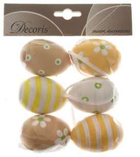 6 Suspensions Oeufs Fleurs Rayures Pois (6 cm) - Plastique 6 Suspensions Oeufs Fleurs