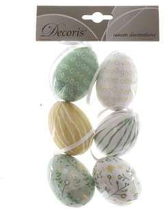 6 Suspensions Oeufs Fantaisie Printemps (6 cm) - Papier 6 Suspensions Oeufs Fantaisie