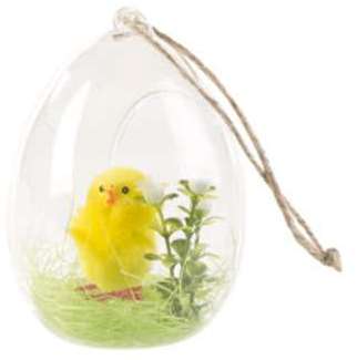 Décoration en verre à poser ou à suspendre avec poussin Décoration en verre à poser