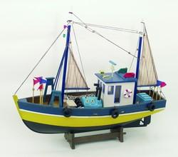 BATEAU DE PECHE JAUNE ET BLEU