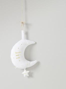Déco bébé lune musicale blanc / doré