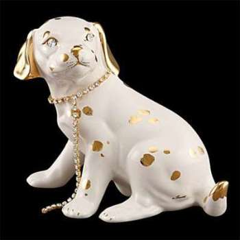 Beagle blanc assis orné swarovski elements créatio