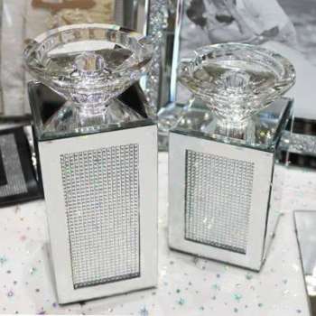 Bougeoir miroir strass