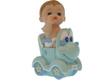 Sujet bapteme Garçon Voiture Bleu 8 cm