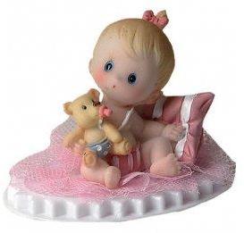 Sujet bapteme Fille Câlin Rose 6 cm