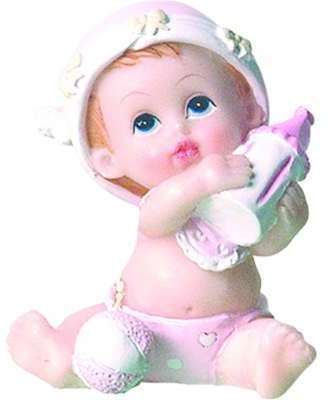 Sujet bapteme Fille Assise Rose 6,5 cm