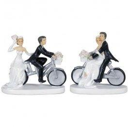 Figurine Mariage Couple à Vélo 13 cm (x2)