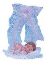 Sujet bapteme Fille Lit Rose 14 cm