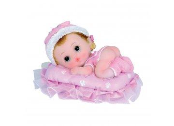 Sujet bapteme Fille Coussin Rose 5 x 7,5 x 5,5 cm