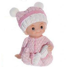 Sujet bapteme Fille Pyjama Rose 7,5 cm