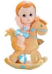 Sujet bapteme Garçon Cheval à bascule 15 cm