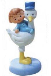 Sujet bapteme Garçon Cigogne Bleu 7 cm