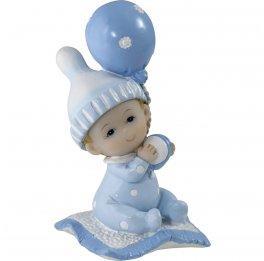 Sujet bapteme Garçon Bébé Rêveur Bleu 7,5 cm