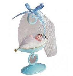 Sujet bapteme Garçon Berceau Bleu 10 cm