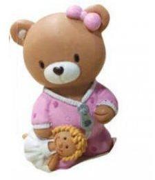 Sujet bapteme Ourson Rose 6 cm
