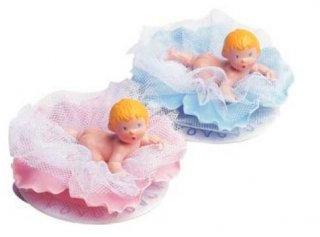 Sujet bapteme Garçon Fleur Bleu Ø 5 cm