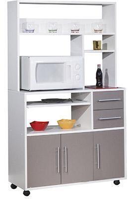 Desserte micro-ondes haute blanc taupe