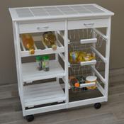 Table desserte en bois sur roulettes avec rangemen