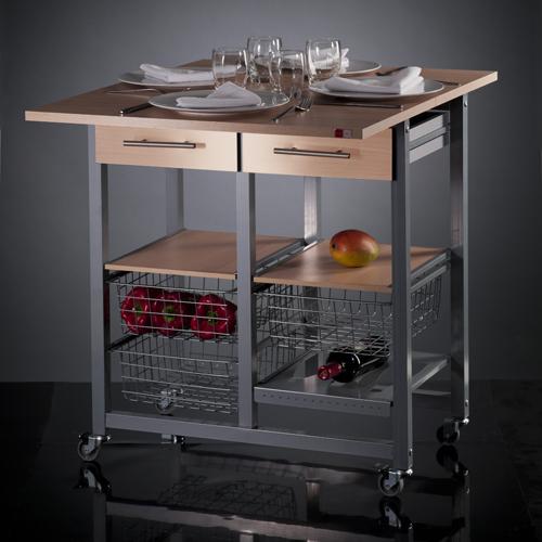 Desserte double en acier / Table cuisine 3 paniers